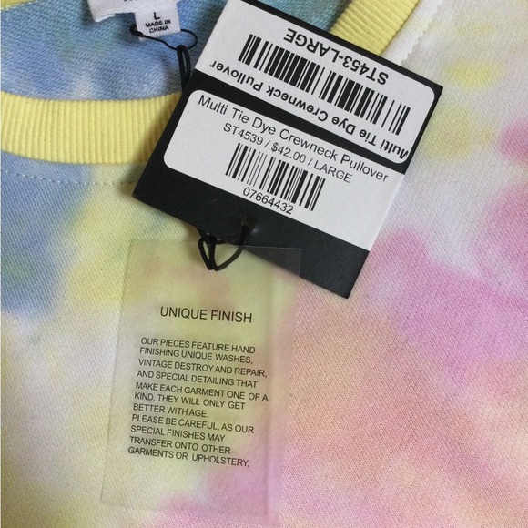 NWT Lelis Womens L multicolor tie dye crew neck top sweat shirt - Picture 7 of 7